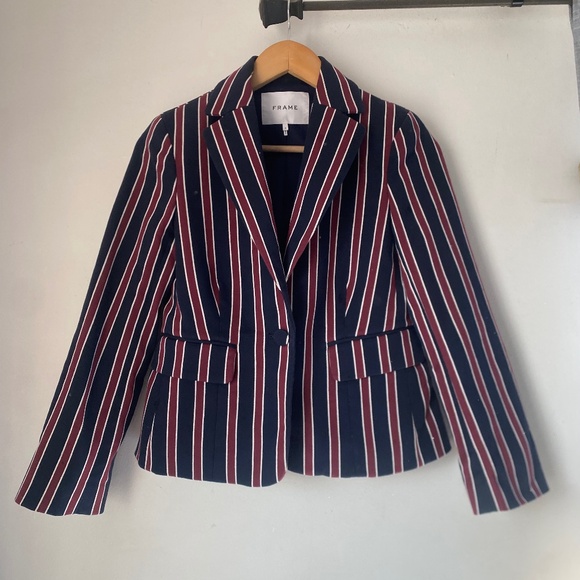 Frame 0 Striped Shrunken Blazer - Picture 1 of 14